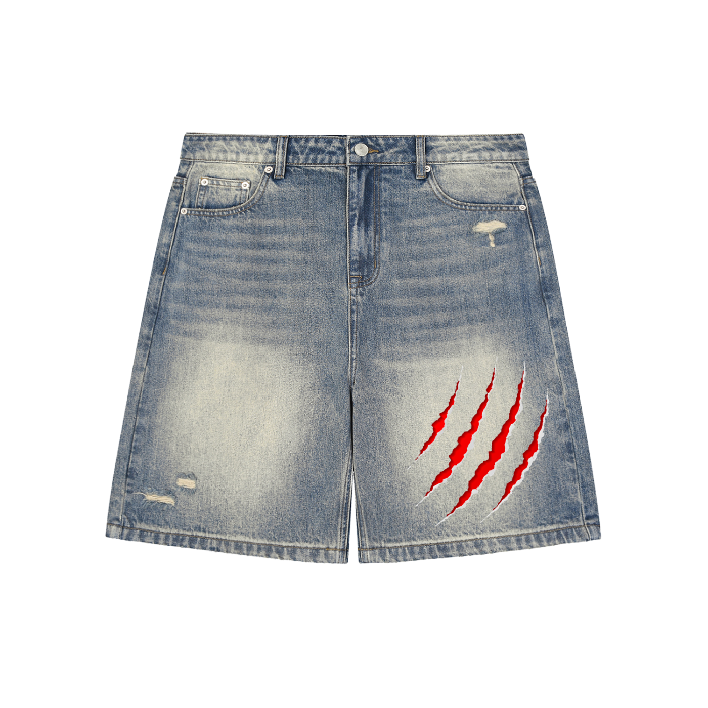 Faded Distressed Denim Shorts
