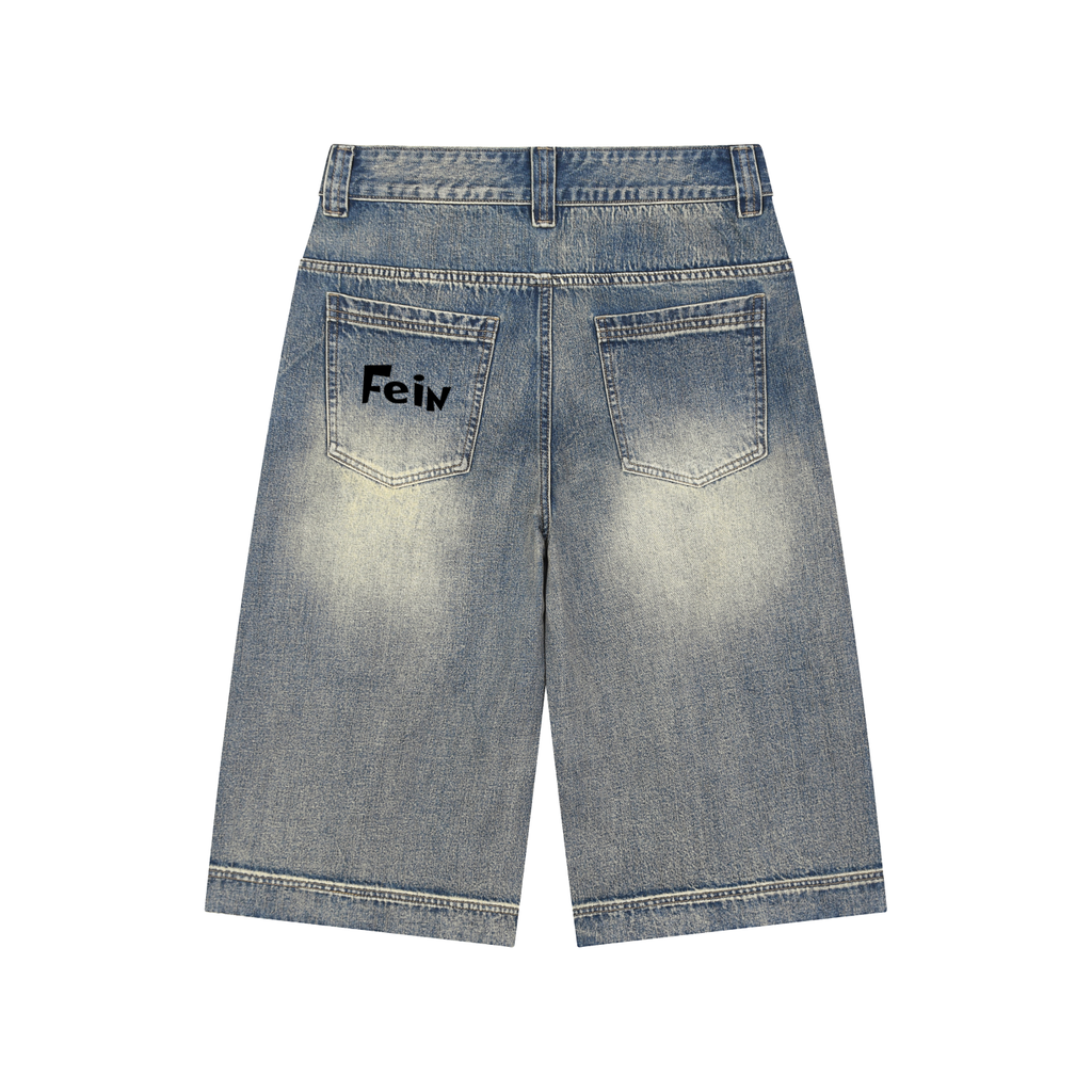 Vintage Wash Baggy Denim Shorts